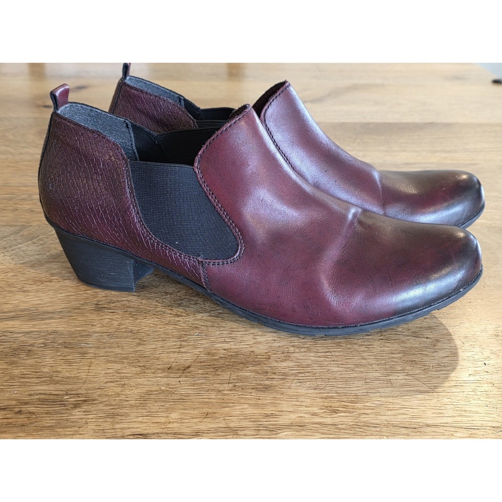 REMONTE RED LEATHER ANKLE BOOTS BOOTIES SHOES WOMENS SZ 42 Low Heel